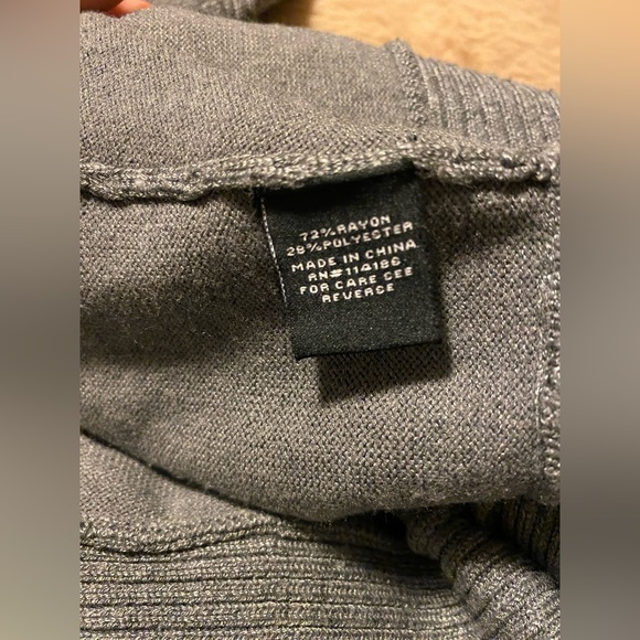 Verve Ami Gray Cardigan Open Front Draped Ribbed Knit Long Sleeve - Picture 6 of 6